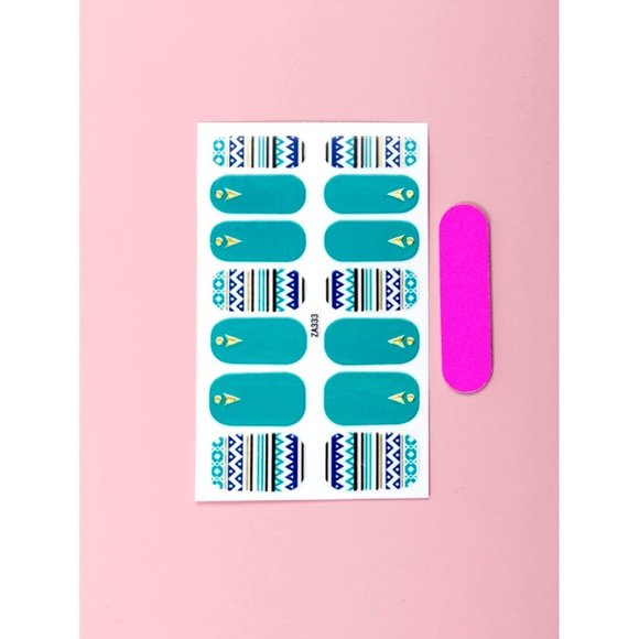 Blue Press On Nail Wrap - Picture 3 of 4